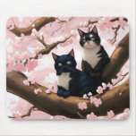 Cute Cats On A Cherry Blossom Tree Mouse Pad at Zazzle