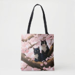 Cute Cats On A Cherry Blossom Tree Tote Bag at Zazzle