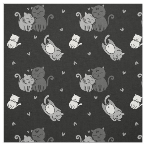 Cute Cats on Black Cheeky Witch® Cat Lovers Fabric