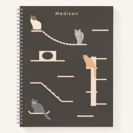 Cute Cats on Cat Wall Furniture Dark Gray Notebook