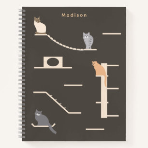 Cute Cats on Cat Wall Furniture Dark Gray  Notebook
