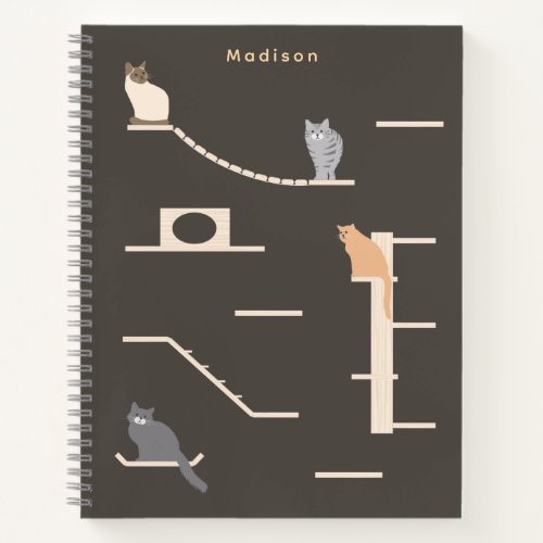 Cute Cats on Cat Wall Furniture Dark Gray  Notebook