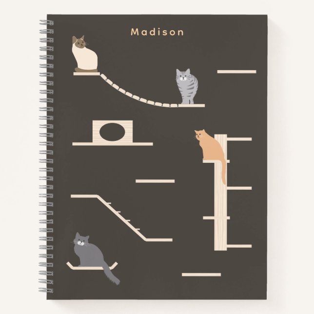 Cute Cats on Cat Wall Furniture Dark Gray  Notebook (Front)