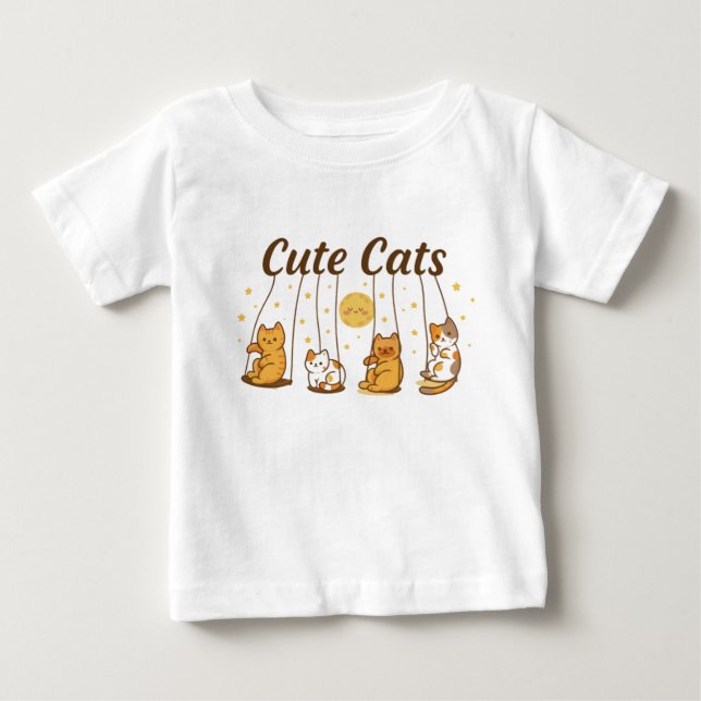 Cute Cats on Swings Baby Bodysuit (Front)