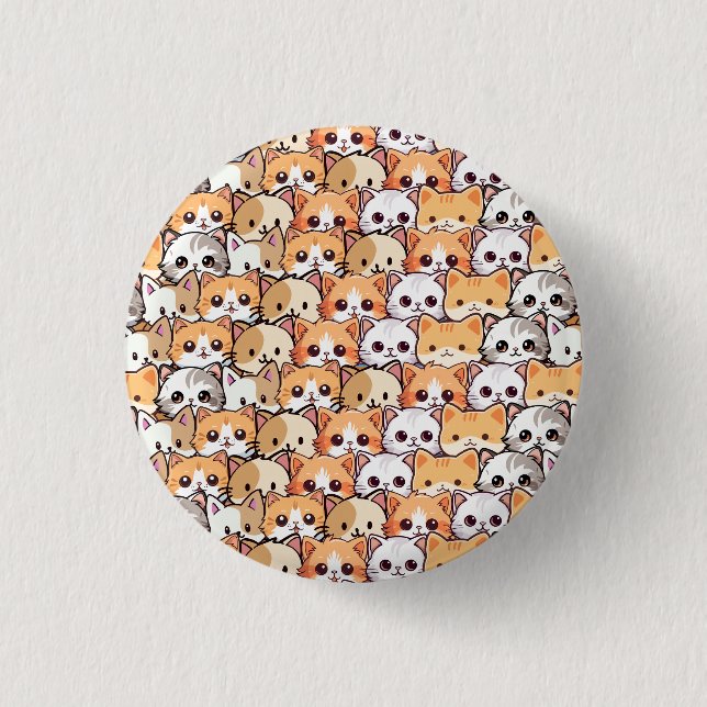 Cute cats orange kitten pet Seamless Pattern Button (Front)