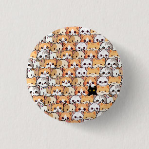 Cute cats orange kitten pet Seamless Pattern Button