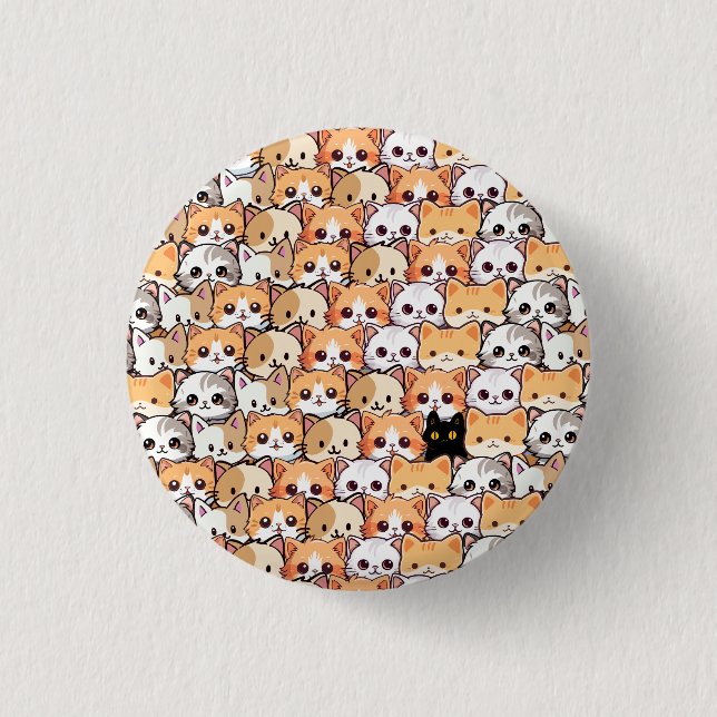 Cute cats orange kitten pet Seamless Pattern Button (Front)