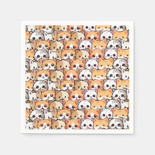 Cute cats orange kitten pet Seamless Pattern Napkins