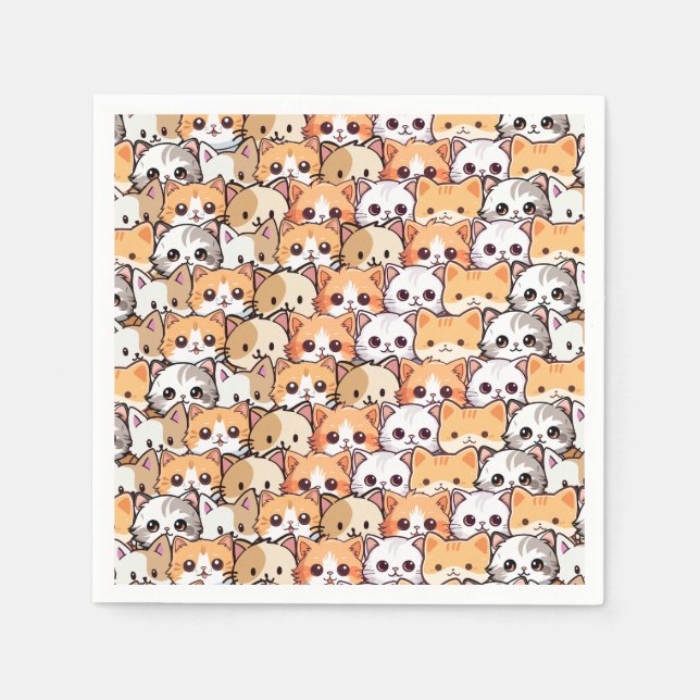 Cute cats orange kitten pet Seamless Pattern Napkins (Front)