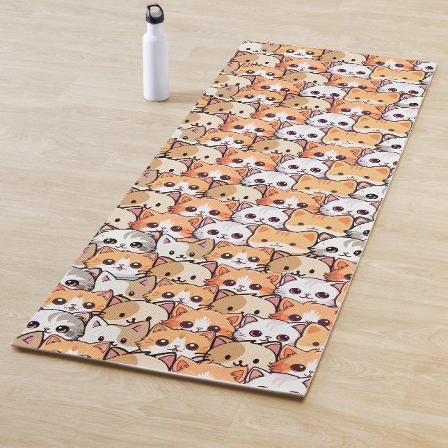 Cute cats orange kitten pet Seamless Pattern Yoga Mat (In Situ)