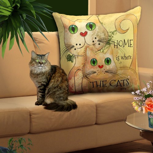 Cute Cats Original Art Pillow