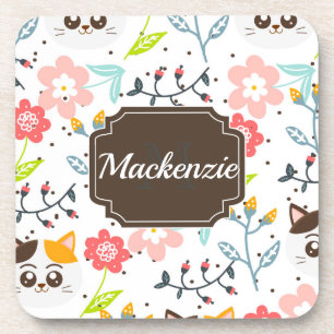 Cute Cats Pattern Beverage Coaster