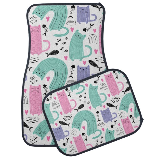 Cute Cats Pattern Car Floor Mat (Set)