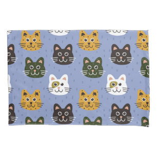Cute Cats Pattern cartoon kittens Pillow Case