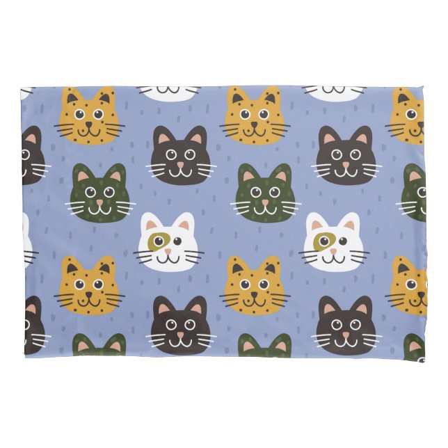 Cute Cats Pattern cartoon kittens Pillow Case (Front)