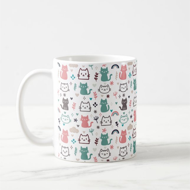 Cute Cats Pattern Coffee Mug (Left)