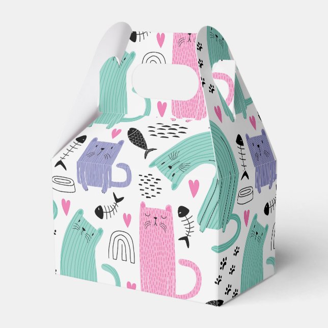 Cute Cats Pattern Favor Boxes (Front Side)