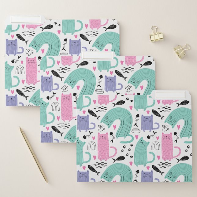 Cute Cats Pattern File Folder (Set)