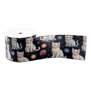 Cute Cats Pattern  Grosgrain Ribbon