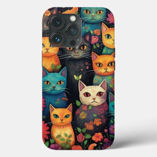 Cute Cats Pattern iPhone Case