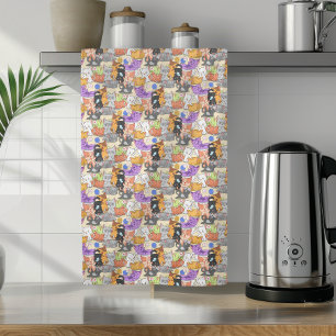 Cute cats pattern kitchen towel