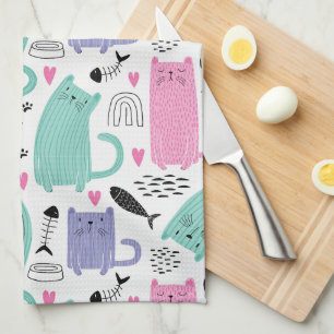 Cute Cats Pattern Kitchen Towel