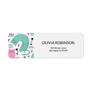 Cute Cats Pattern Label