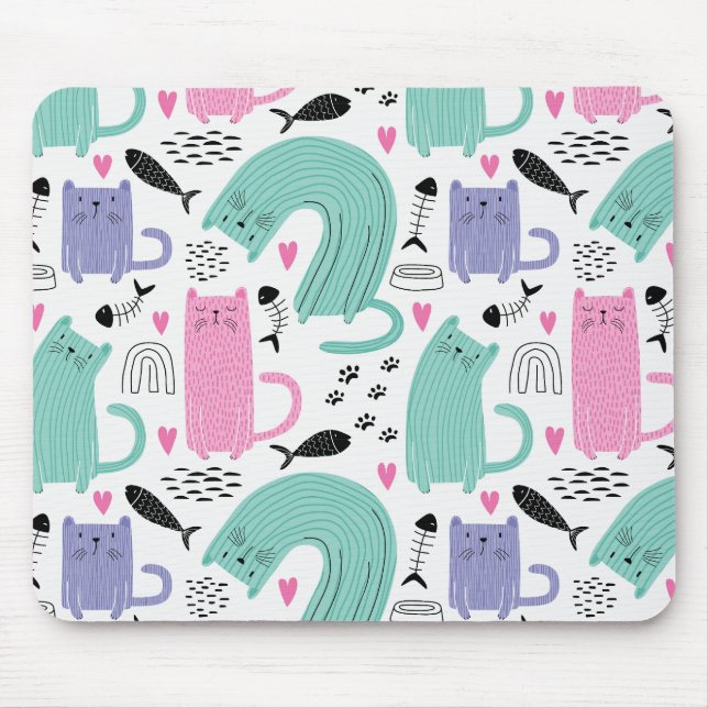 Cute Cats Pattern Mouse Pad (Front)