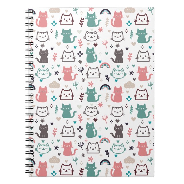 Cute Cats Pattern Notebook (Front)