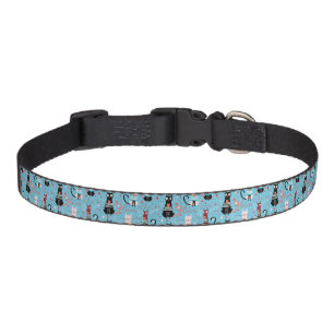 Cute cats pattern on a blue background pet collar