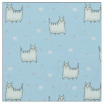 Cute Cats Pattern on Blue Fabric