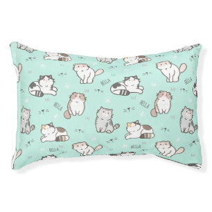 Cute Cats Pattern Personalized Pet Name Bed