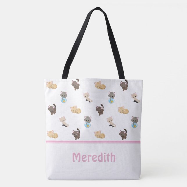Cute Cats Pattern | Personalized Tote Bag (Front)