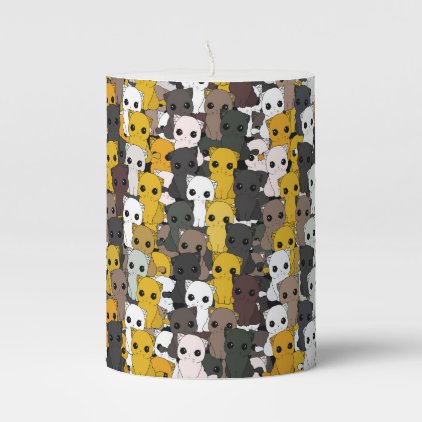 Cute cats pattern pillar candle