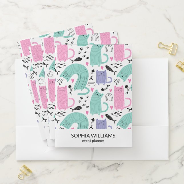 Cute Cats Pattern Pocket Folder (In Situ)