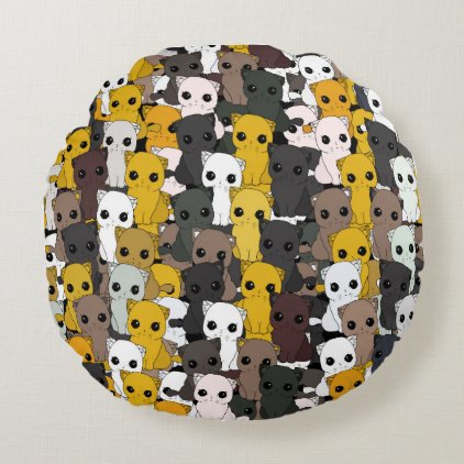 Cute cats pattern round pillow