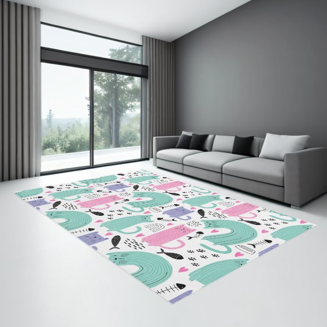 Cute Cats Pattern Rug (Insitu (Indoor 3))