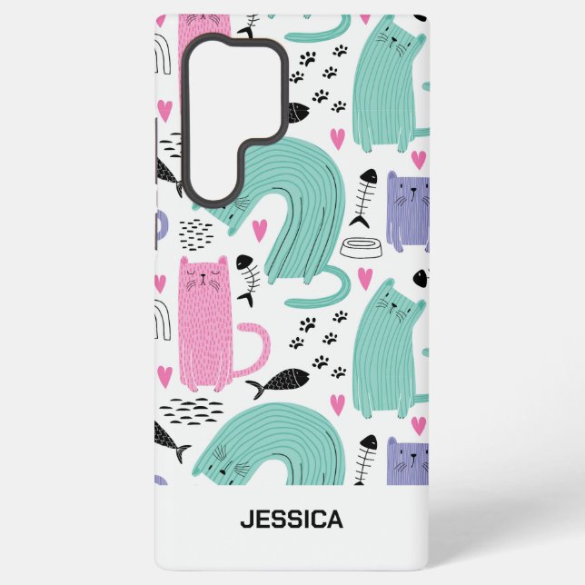 Cute Cats Pattern Samsung Galaxy Case (Back)