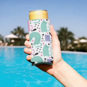 Cute Cats Pattern Seltzer Can Cooler