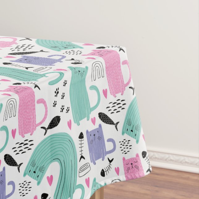 Cute Cats Pattern Tablecloth (In Situ)
