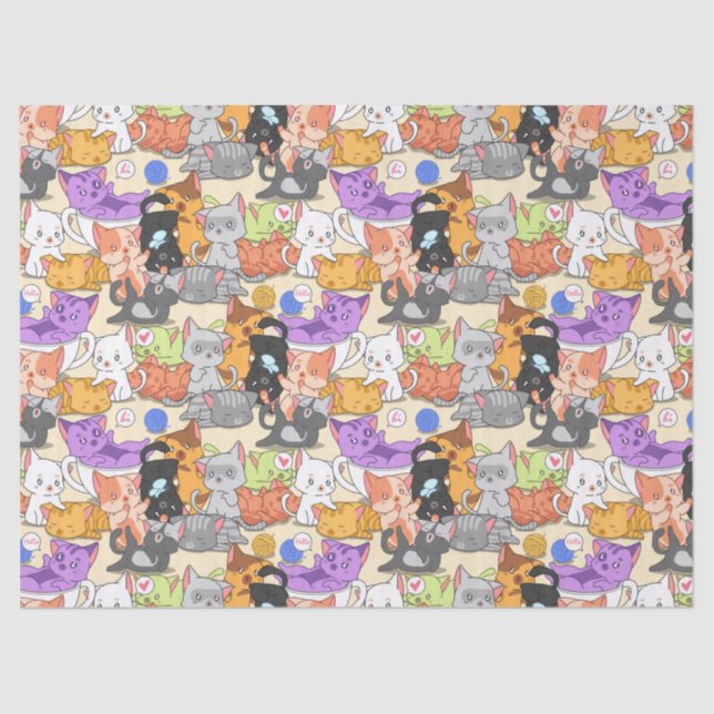 Cute cats pattern tissue paper (Front)