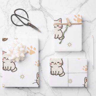 Cute Cat's Paw Gift Wrap Sheets | Rim-Jhim Designs