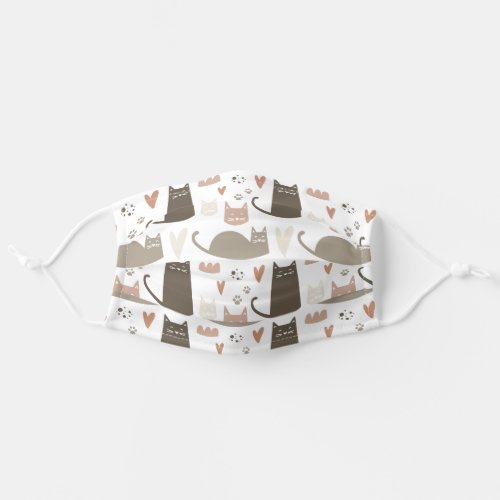Cute Cats  Paw Prints Pattern Adult Cloth Face Mask