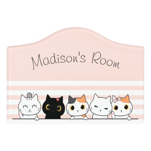Cute Cats Personalized Door Sign