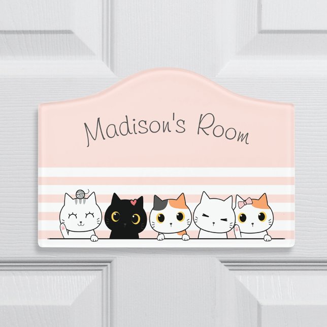 Cute Cats Personalized Door Sign (Creator Uploaded)