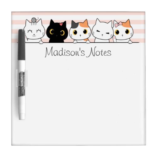 Cute Cats Personalized Dry Erase Board