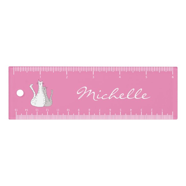 Cute Cats Personalized Pink  Ruler (Front)