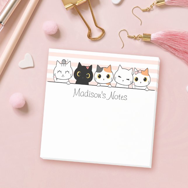 Cute Cats Personalized Post-it Notes (Creator Uploaded)