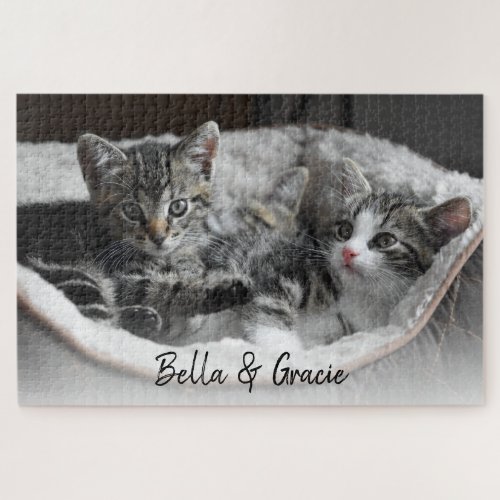 Cute Cats Pet Photo Personalized Custom Pets Jigsaw Puzzle - Create your own custom pet photo and name jigsaw puzzle. Makes a great keepsake gift for family and friends.