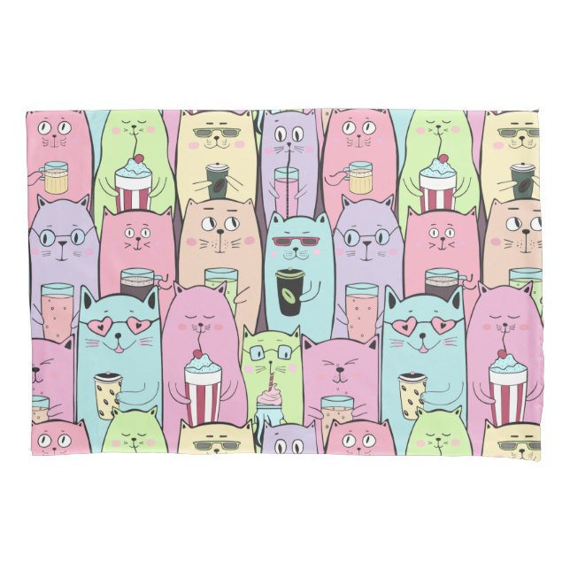 Cute Cats Pillow Case (Front-Left)